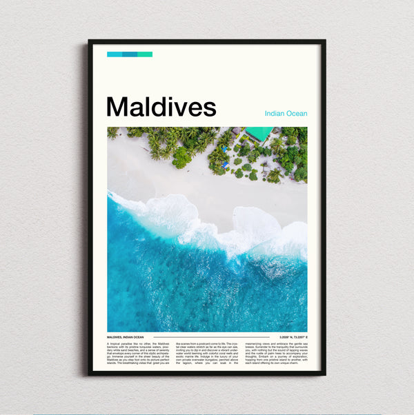 Maldives - Aerial View Of Beach - Travel Print