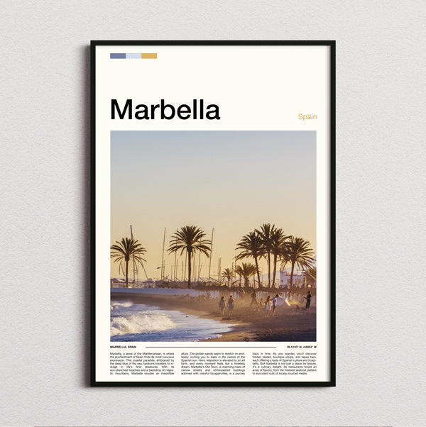 Marbella - Palms Along The Beach - Travel Print
