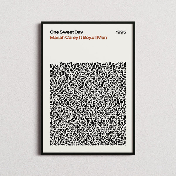Mariah Carey and Boyz II Men One Sweet Day Lyric Print in the cream colourway, framed