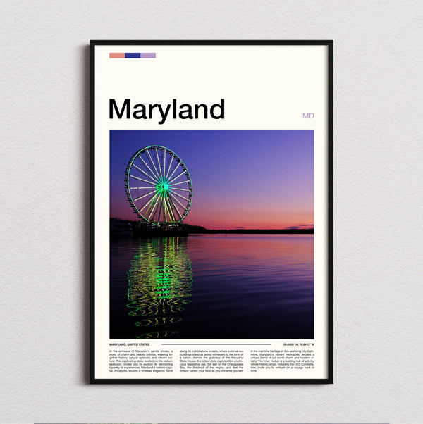 Maryland - Ferris Wheel At Dusk - Travel Print