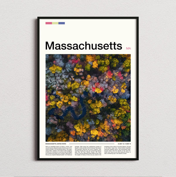 Massachusetts - Autumn Woods From Above - Travel Print