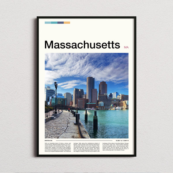 Massachusetts - Harbour And Skyline - Travel Print