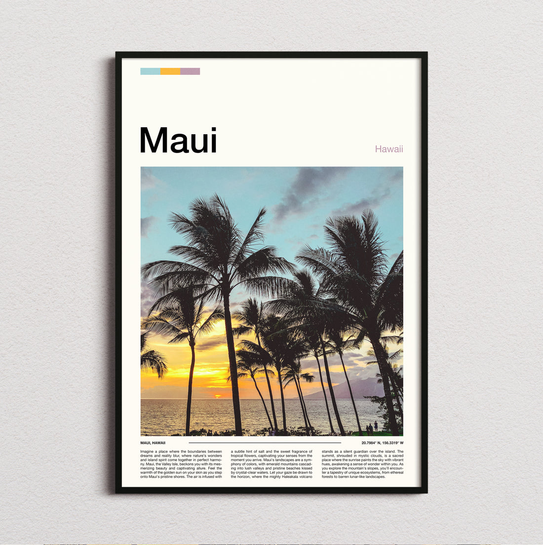 Maui - Palm Trees At Sunset - Travel Print