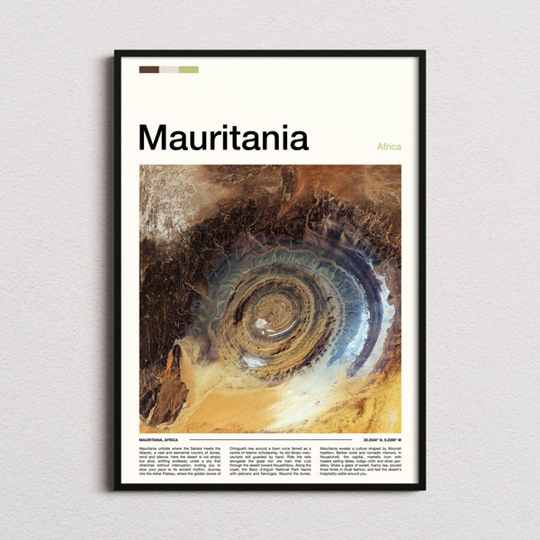 Mauritania Richat Structure Aerial Travel Print framed and photographed straight on