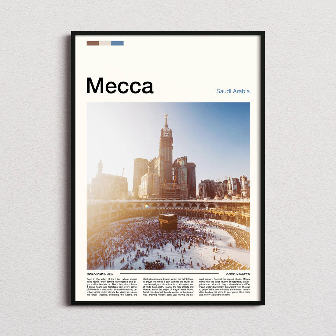 Mecca Kaaba At Dusk Travel Print framed and photographed straight on