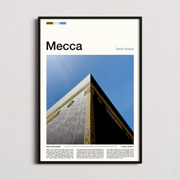 Mecca Kaaba Corner Detail Travel Print framed and photographed straight on