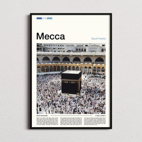 Mecca Kaaba And Pilgrims Travel Print framed and photographed straight on