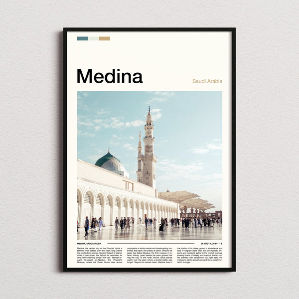 Medina Mosque Courtyard View Travel Print framed and photographed straight on