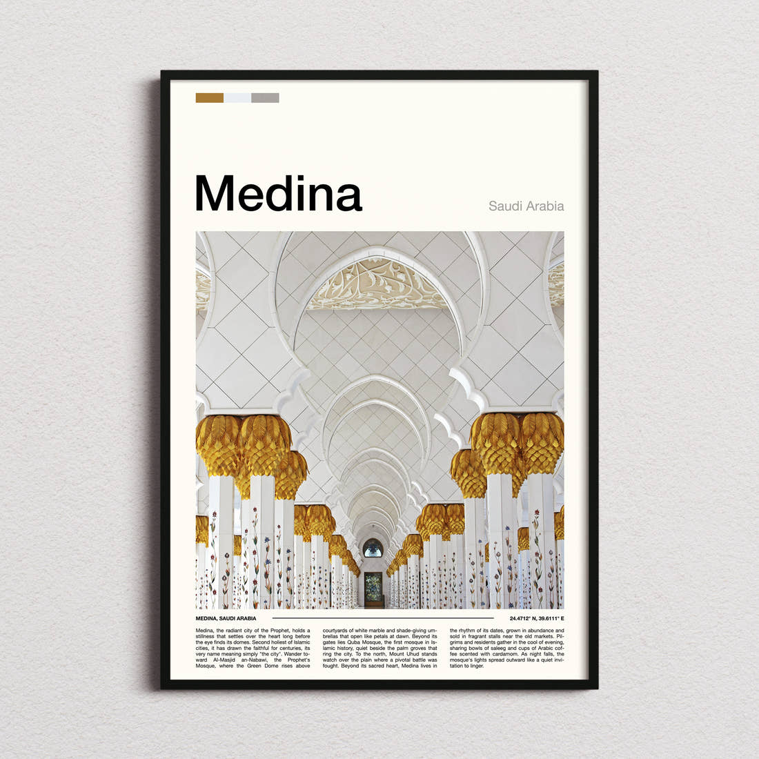 Medina Golden Arches Colonnade Travel Print framed and photographed straight on