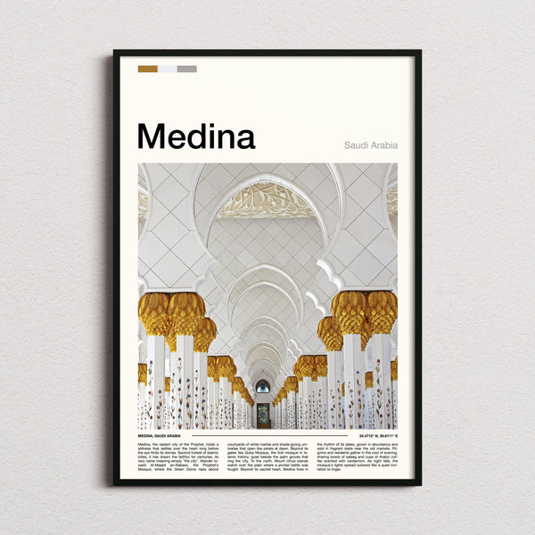 Medina Golden Arches Colonnade Travel Print framed and photographed straight on