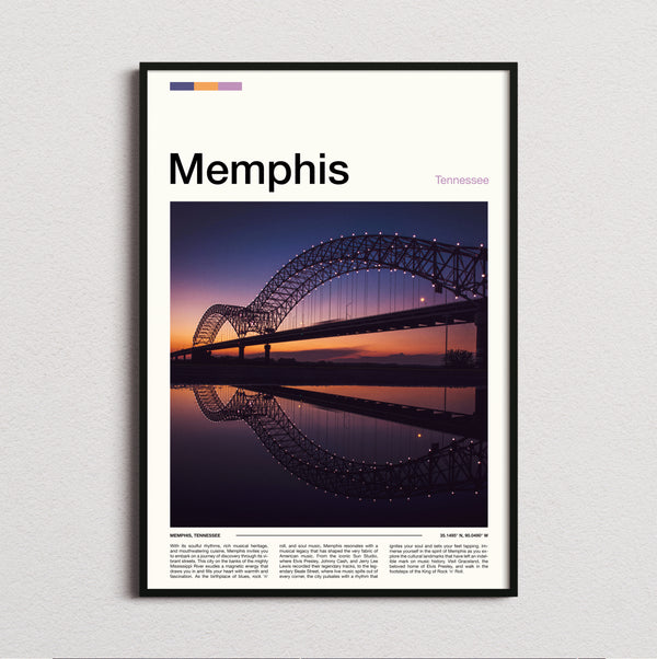 Memphis - Arched Bridge Reflected - Travel Print