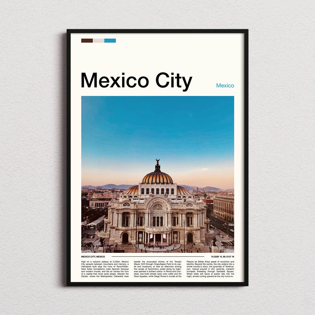 Mexico City Palacio De Bellas Artes Travel Print framed and photographed straight on
