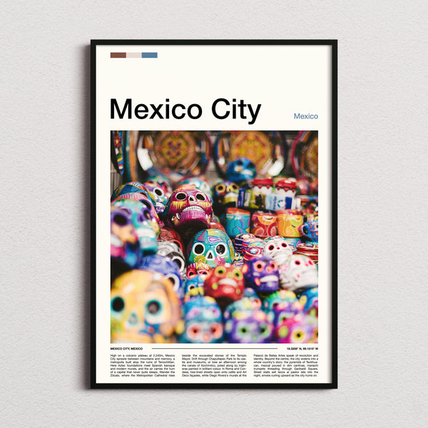 Mexico City Painted Calavera Skulls Travel Print framed and photographed straight on