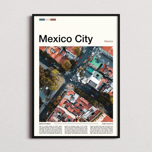 Mexico City Aerial Street Grid Travel Print framed and photographed straight on