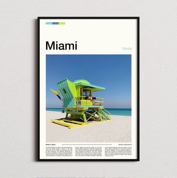 Miami - Green Lifeguard Tower - Travel Print