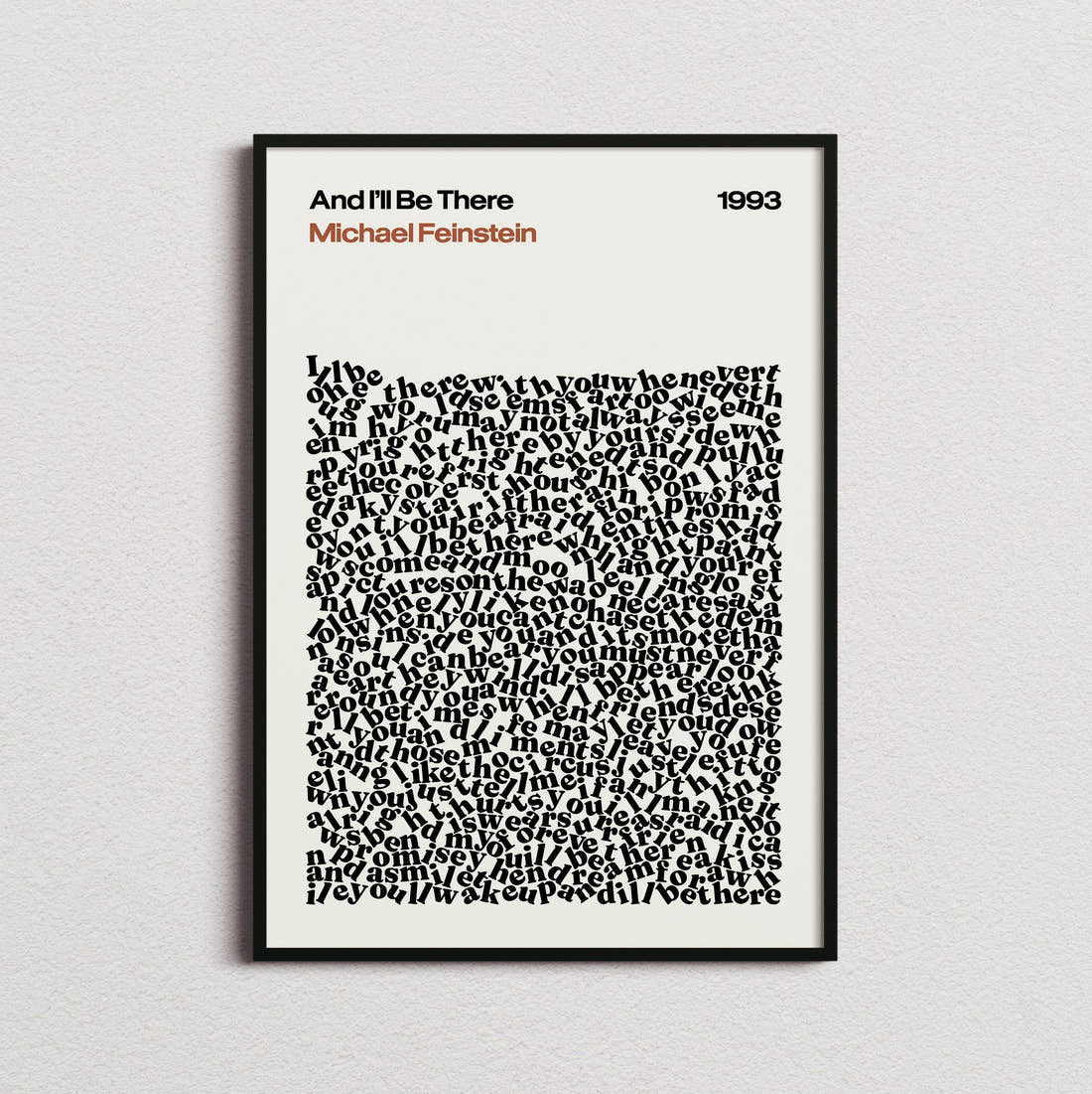 Michael Feinstein And I'll Be There Lyric Print in the cream colourway, framed