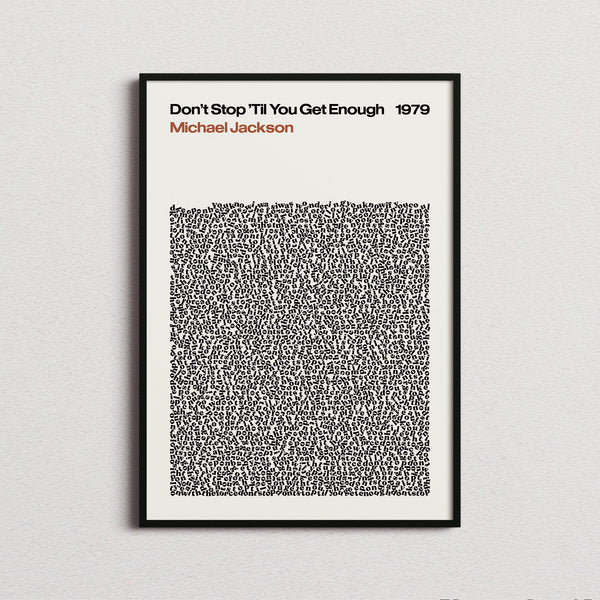 Michael Jackson Don't Stop 'Til You Get Enough Lyric Print in the cream colourway, framed