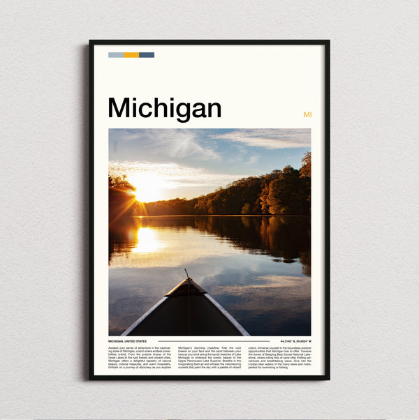 Michigan - Canoe On The Lake - Travel Print