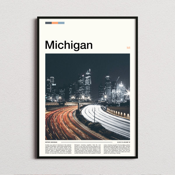 Michigan - Light Trails At Night - Travel Print