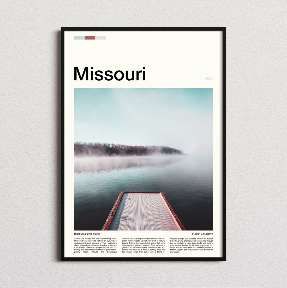 Missouri - Misty Lake Pier - Travel Print