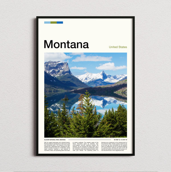 Montana - Mountain Lake Reflection - Travel Print