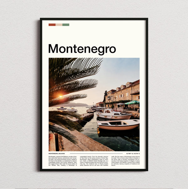 Montenegro - Moored Boats At Sunset - Travel Print