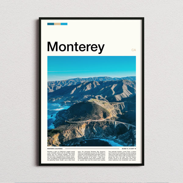 Monterey - Aerial Coastal Cliffs - Travel Print
