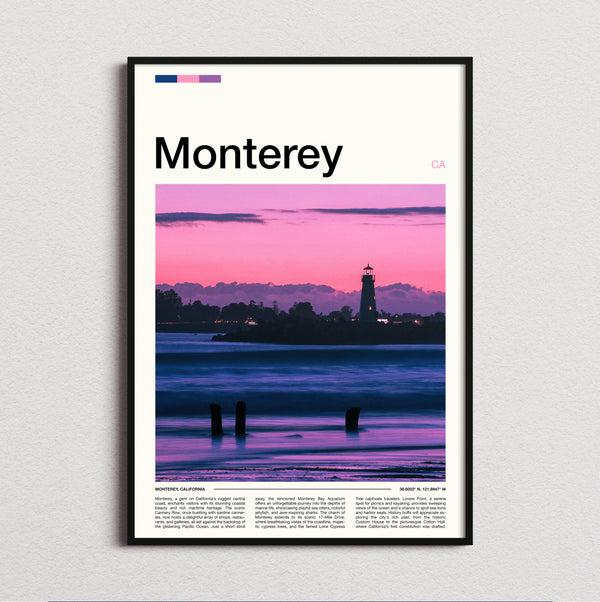 Monterey - Lighthouse At Pink Dusk - Travel Print