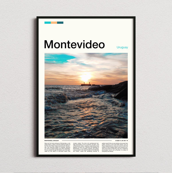 Montevideo - Sunset Over Rocky Shore - Travel Print
