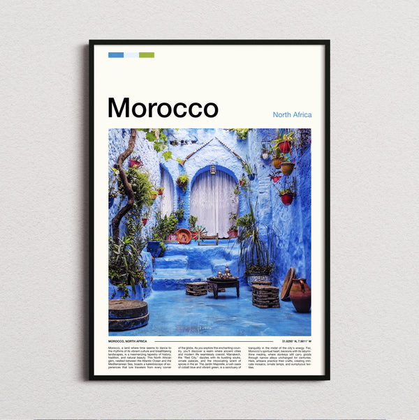 Morocco - Blue Painted Courtyard - Travel Print