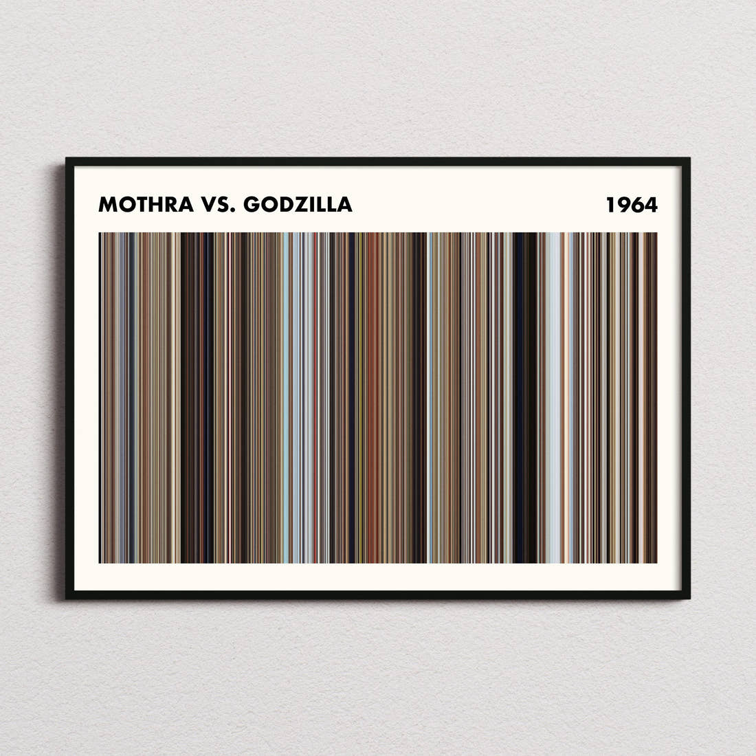 Mothra vs. Godzilla Movie Barcode Poster - Simplified