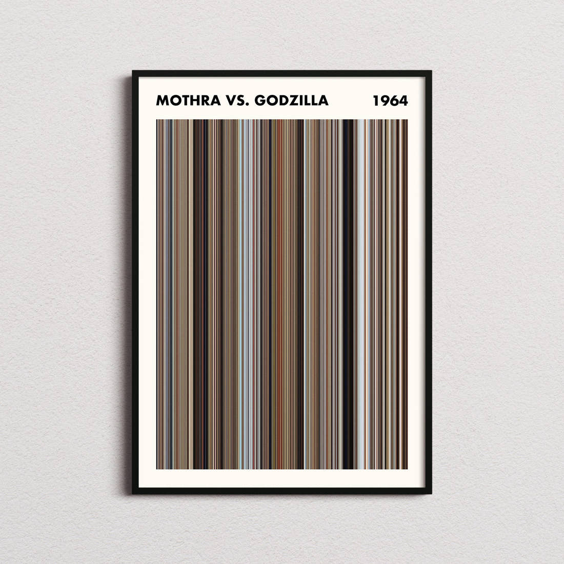 Mothra vs. Godzilla Movie Barcode Poster - Simplified