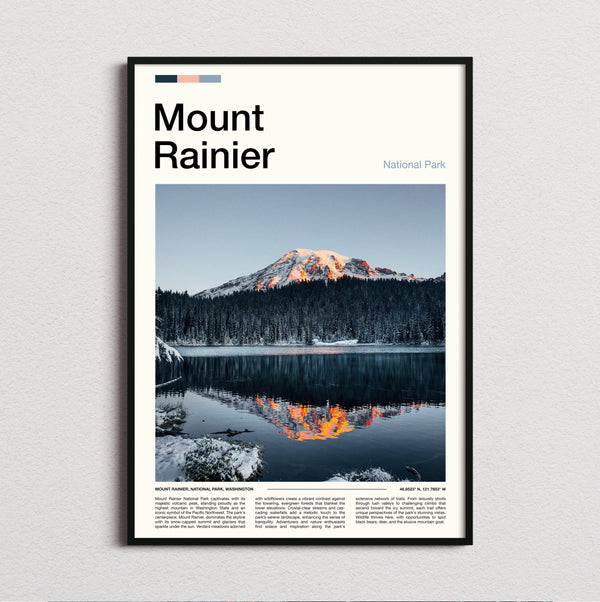 Mount Rainier - Golden Peak Reflection - Travel Print
