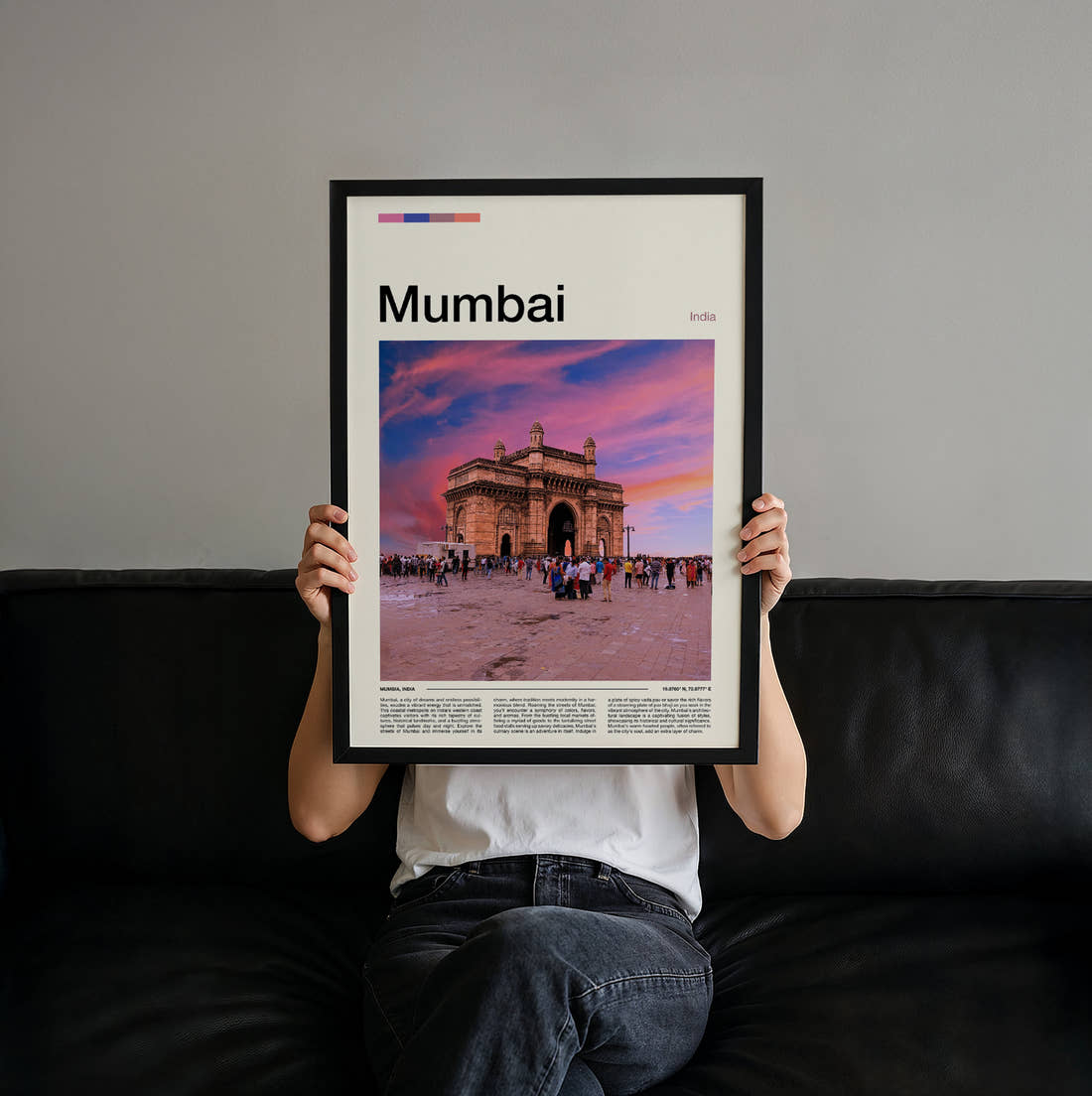 Mumbai Gateway Of India Travel Print held up by hand to show the size of the print