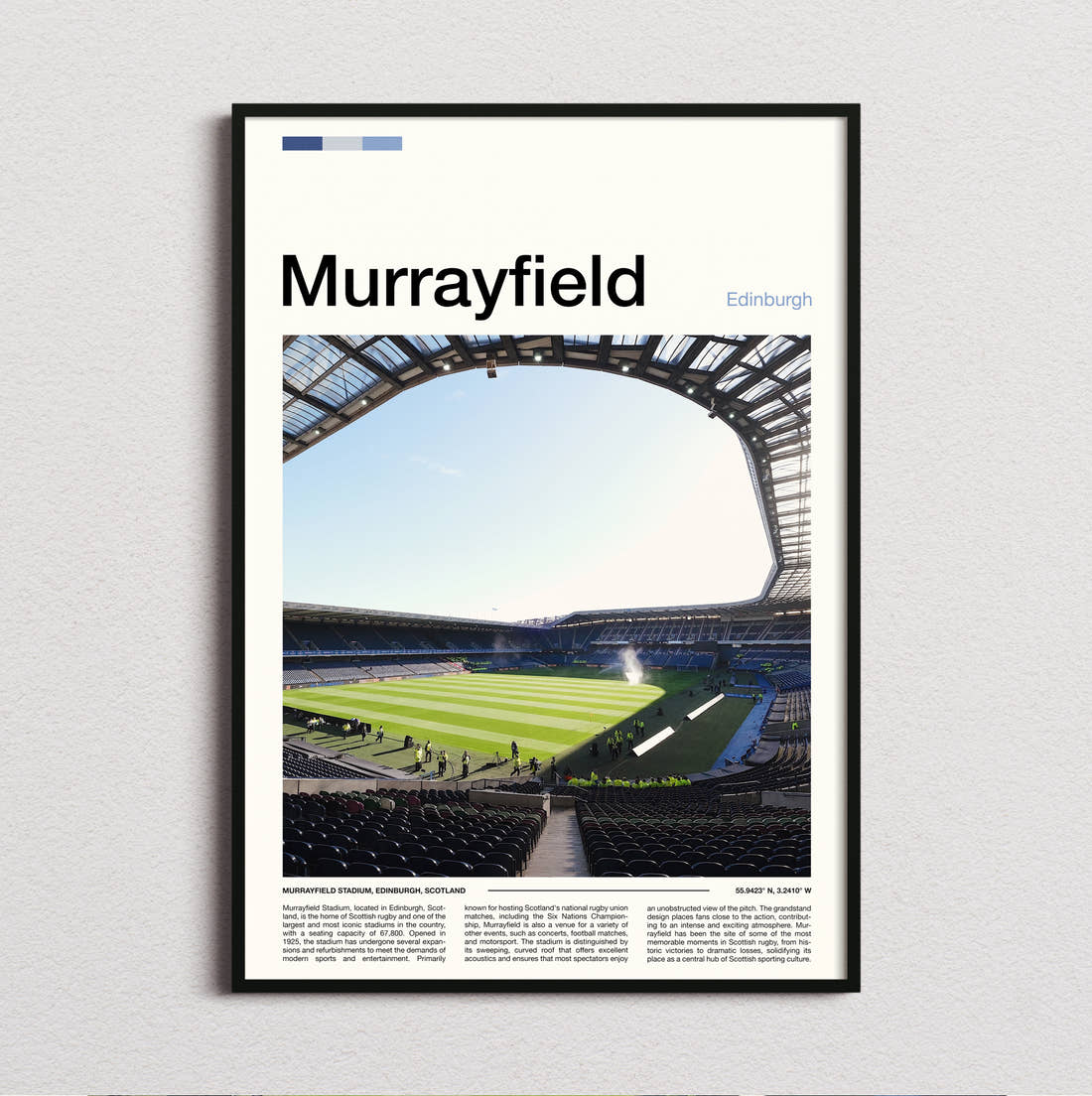 Murrayfield Stadium Print framed and photographed straight on