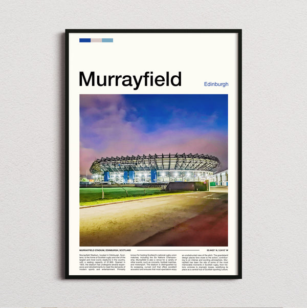 Murrayfield Stadium Print framed and photographed straight on