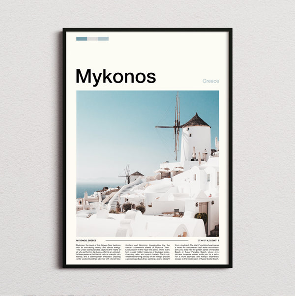 Mykonos - Hilltop Windmills - Travel Print
