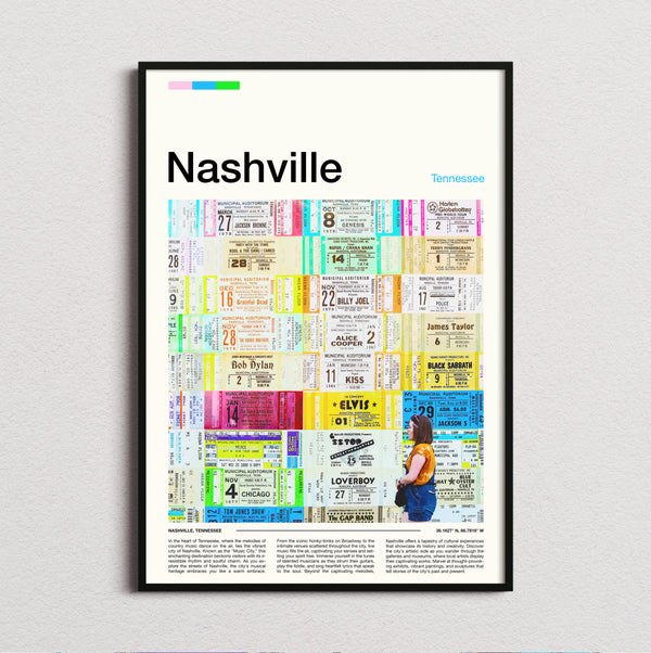Nashville - Wall Of Concert Tickets - Travel Print