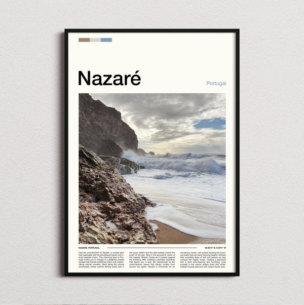 Nazare - Rocky Coastline - Travel Print