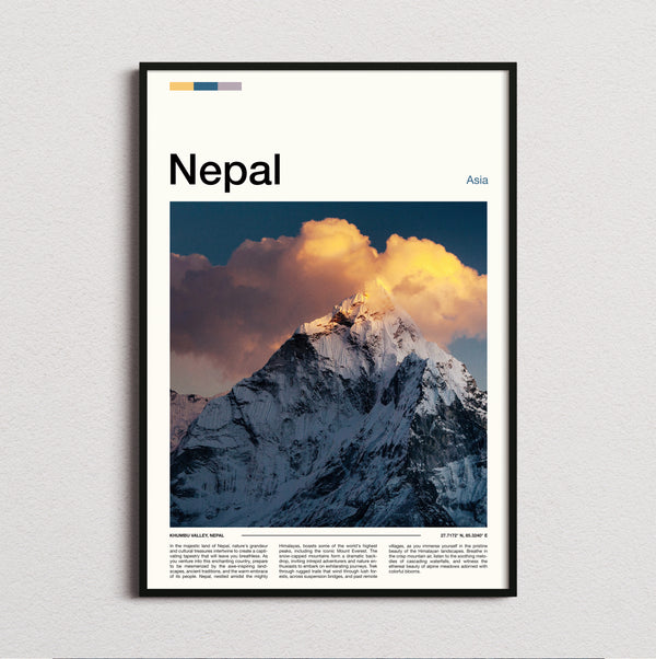Nepal - Snow Capped Peak - Travel Print
