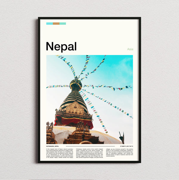 Nepal - Stupa With Prayer Flags - Travel Print