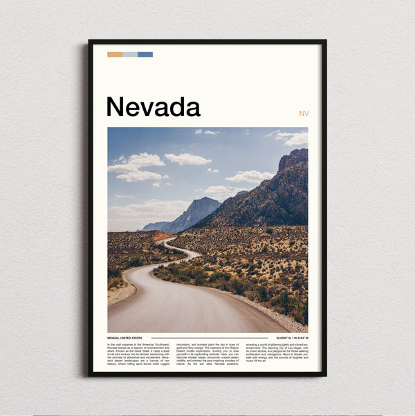 Nevada - Winding Desert Road - Travel Print