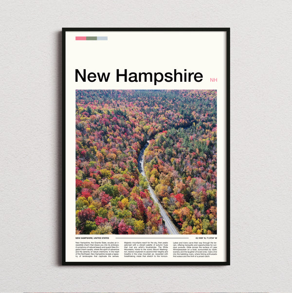 New Hampshire - Road Through Autumn Forest - Travel Print