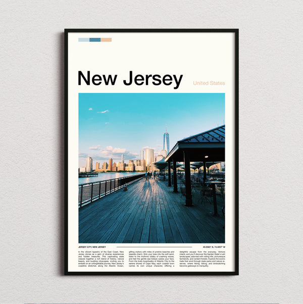 New Jersey - Boardwalk And City Skyline - Travel Print