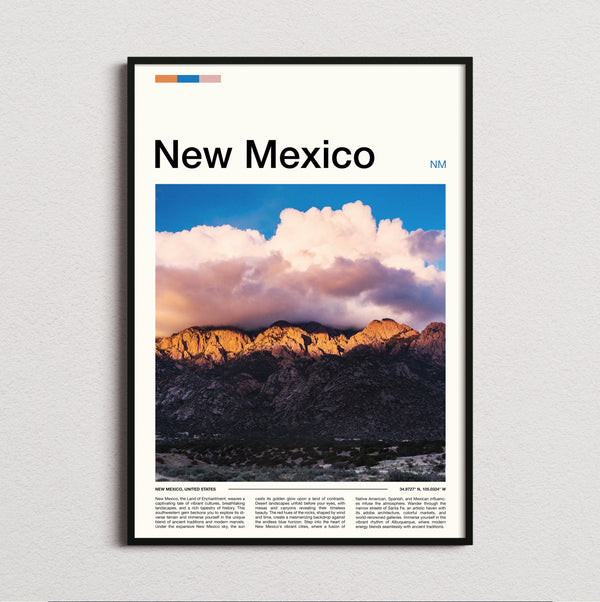 New Mexico - Mountain Ridge At Dusk - Travel Print
