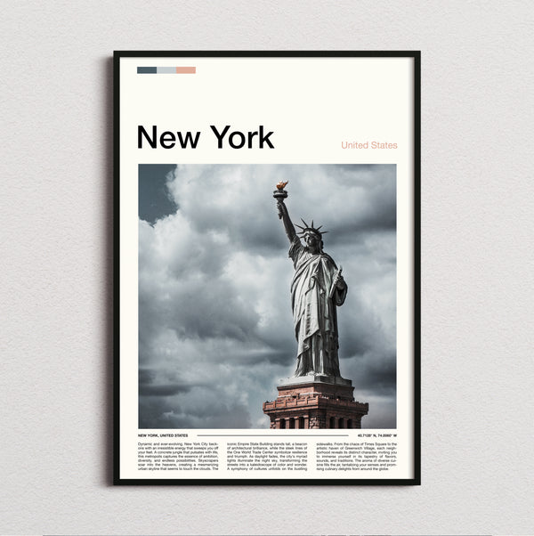 New York - Statue Of Liberty Against Storm Clouds - Travel Print