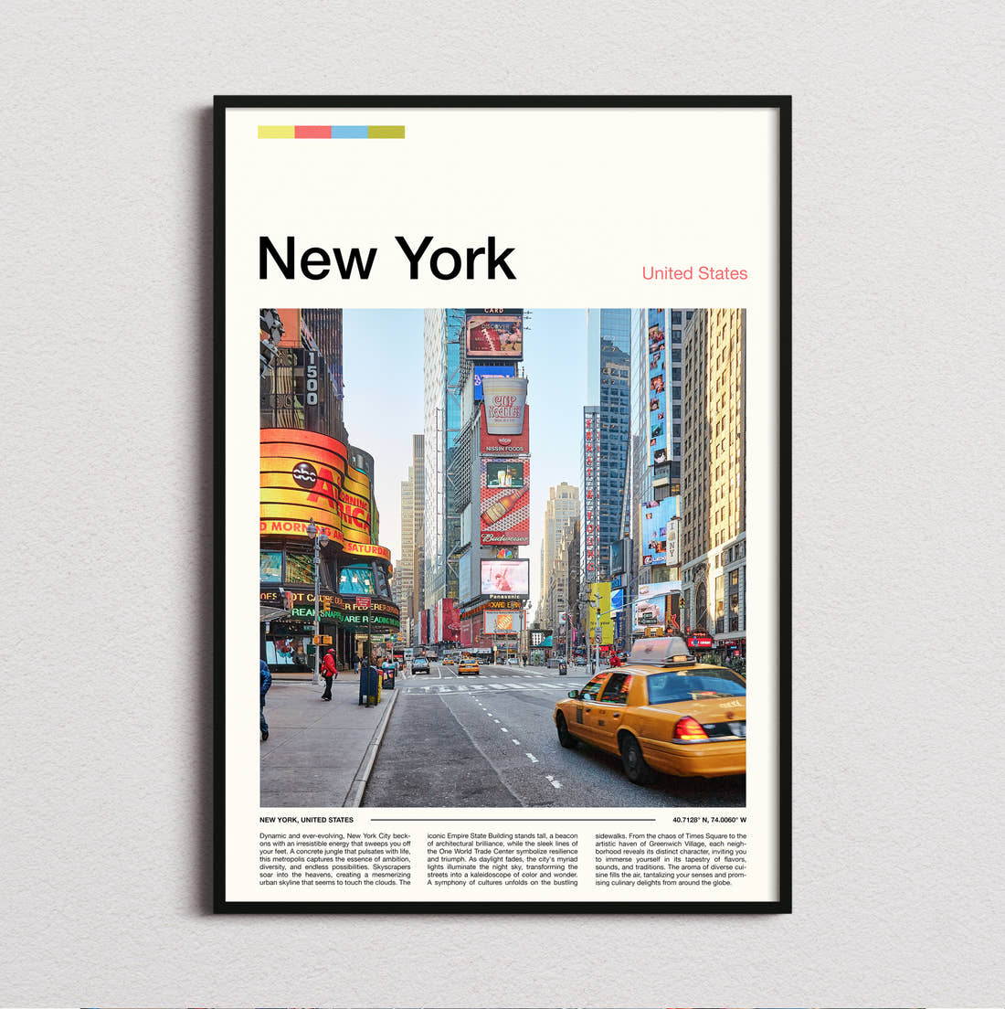 New York Times Square Travel Print framed and photographed straight on