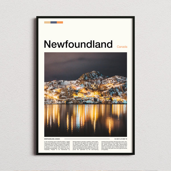 Newfoundland - Harbour Town At Night - Travel Print
