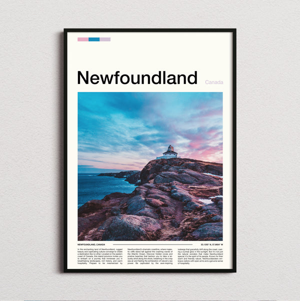 Newfoundland - Lighthouse On Rocky Headland - Travel Print