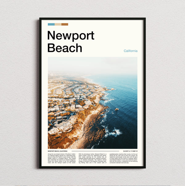 Newport Beach - Rocky Coastline Aerial - Travel Print